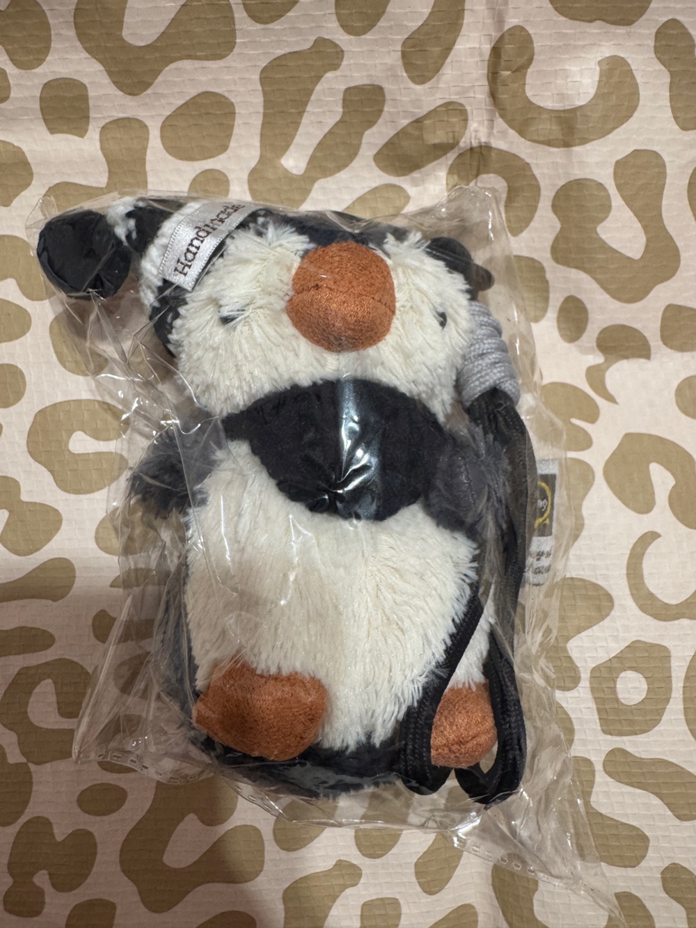 Plush Penguin Crossbody Bag in Black, White & Brown Bag Charm Keychain